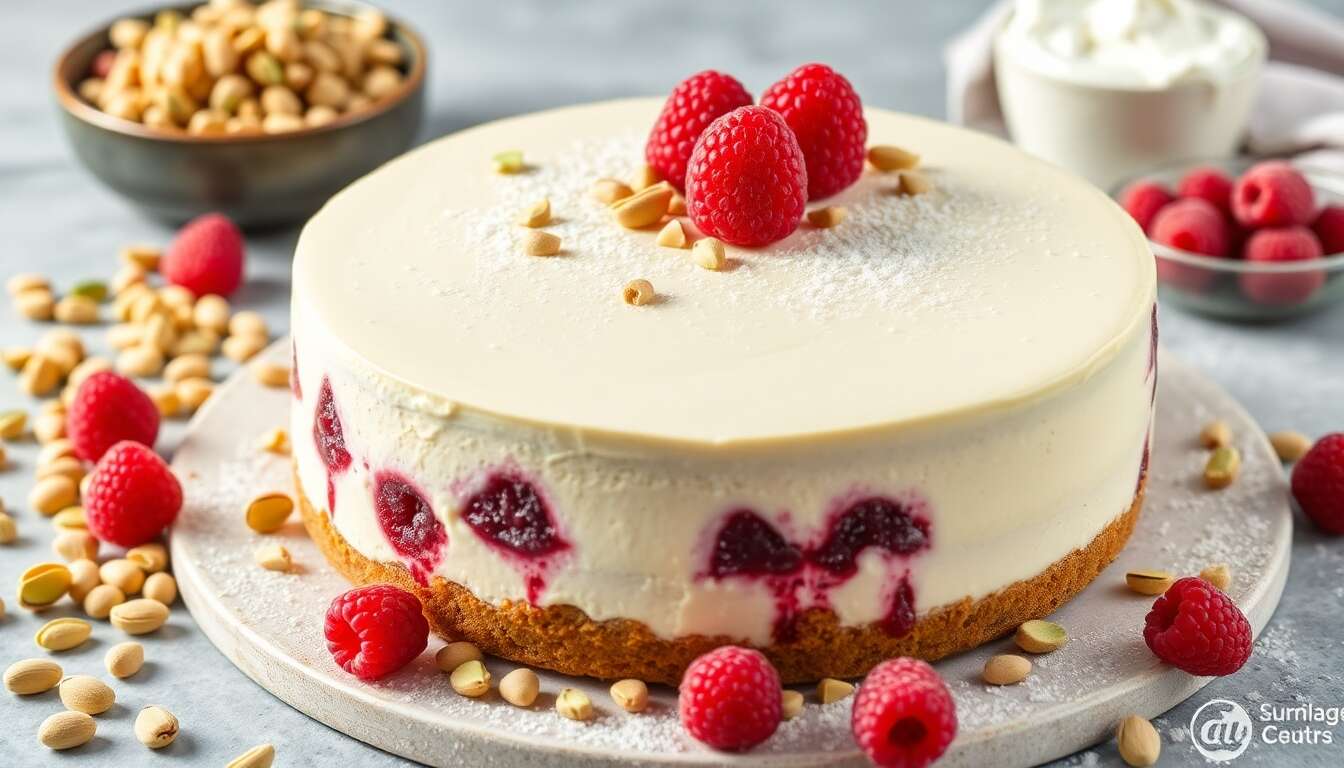 Cheesecake Framboise Pistache sans Cuisson : recette Gourmande