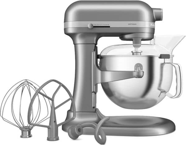 KitchenAid Robot Pâtissier I Artisan I Robot cuisine multifonctions à tête relevable I Avec 5 accessoires I 5,6L | Gris argent