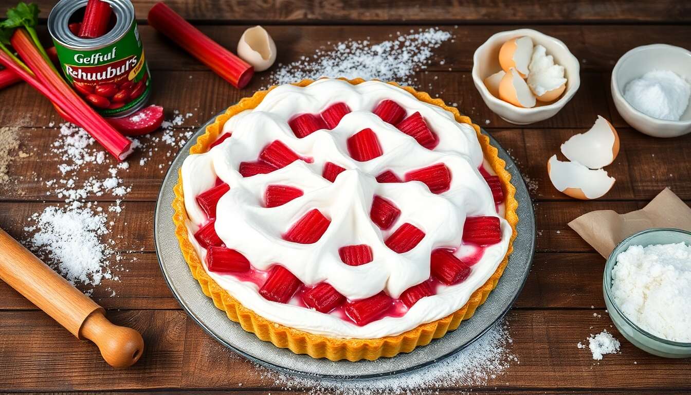 Recette de tarte rhubarbe meringuée délicieuse