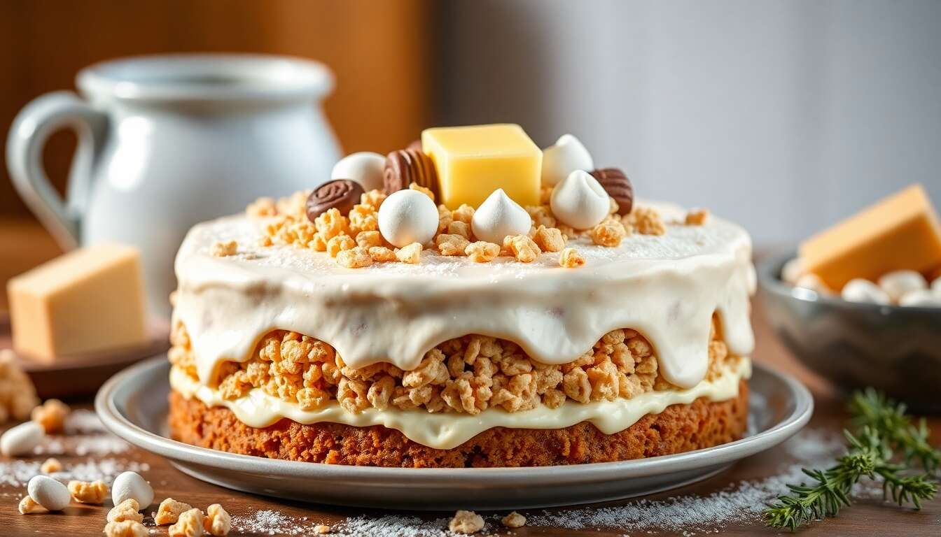 Gâteau Carambar Chamallow avec Rice Krispies : recette Gourmande
