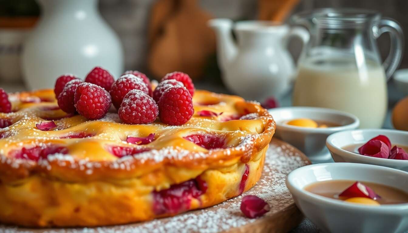 Clafoutis Framboises et Rose de Christophe Michalak : recette Gourmande