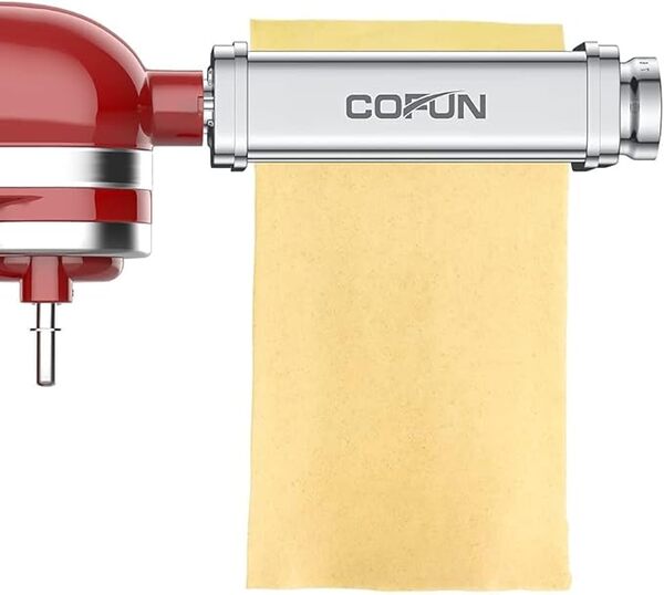 COFUN Rouleau Pâtes Accessoire pour Kitchenaid Robot Pâtissier, Ensemble d'accessoires machine à pâtes pour Kitchenaid Pasta Attachment, Comprend 1 presse à pâtes italiennes et 2 rouleaux à découper
