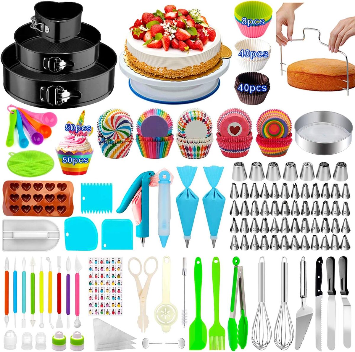 Avis sur le kit de décoration de gâteau 162 pièces : moules, douilles et accessoires de pâtisserie