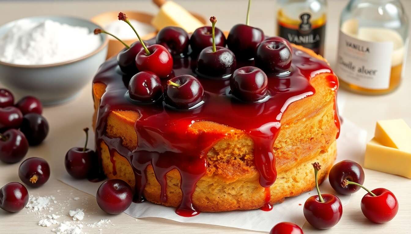 Gâteau moelleux aux cerises : recette facile et savoureuse