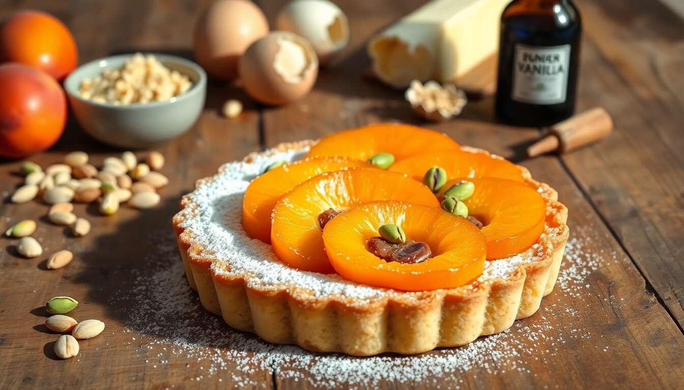Tarte amandine abricot pistache : recette gourmande