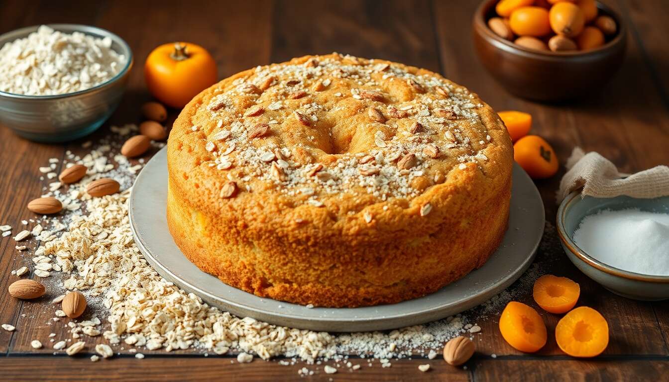 Délicieux cake aux flocons d'avoine et abricots