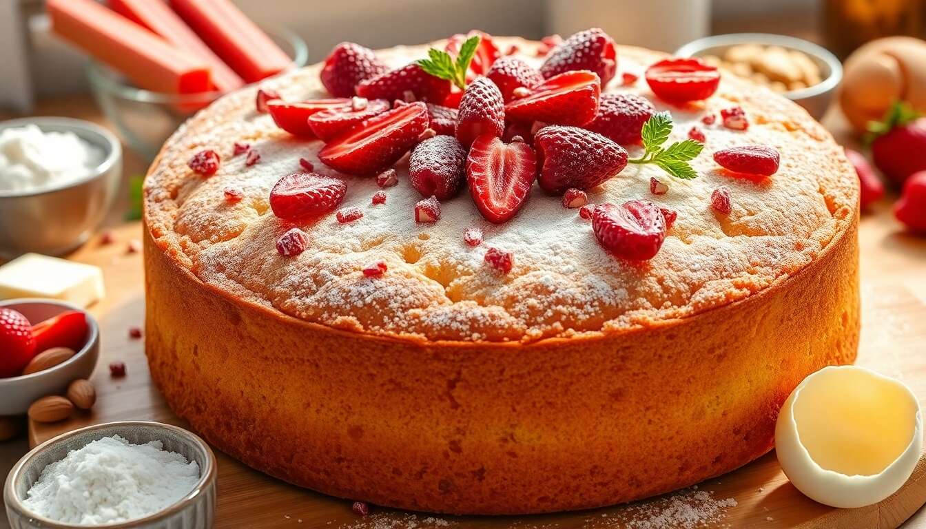 Recette de gâteau fraise rhubarbe maison