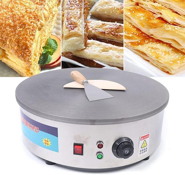 Crêpière, 220V SX-450P 45 cm Plaque Crêpière, Professionnelle Crêpière Pour crêpes, pancakes, omelettes, jambon palaté