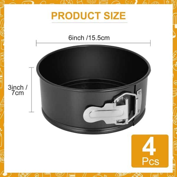 DUIBAOCHUN Lot de 4 moules à charnière de 15,2 cm, moule à charnière pour cheesecake avec fond amovible, moules à gâteau adaptés pour la cuisson des cuisines (noir)