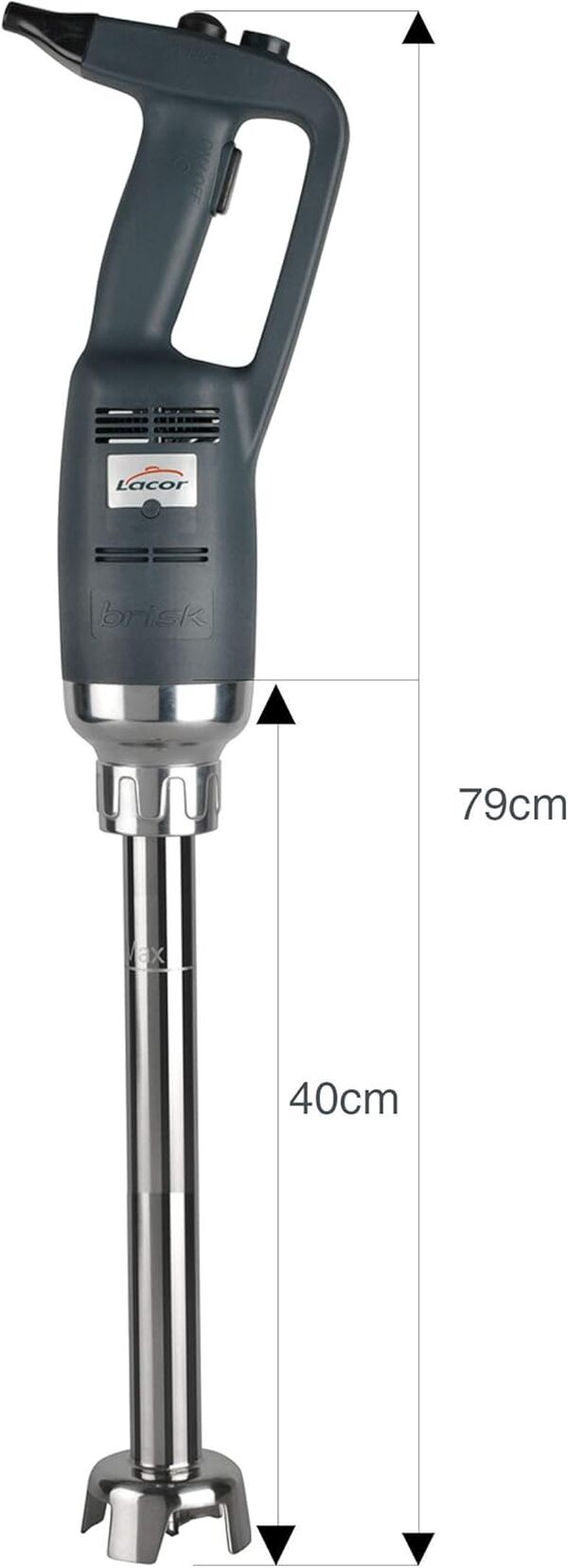 LACOR Brisk - Mixeur à main, broyeur professionnel, bras interchangeables, vitesse variable (4000-16000 tr/min, manche ergonomique, puissance : 500 W, 40 cm, 500 W, acier inoxydable. [Classe énergétique A]