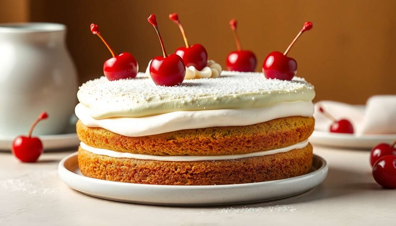 Nude Cake Matcha Cerises : recette Gourmande