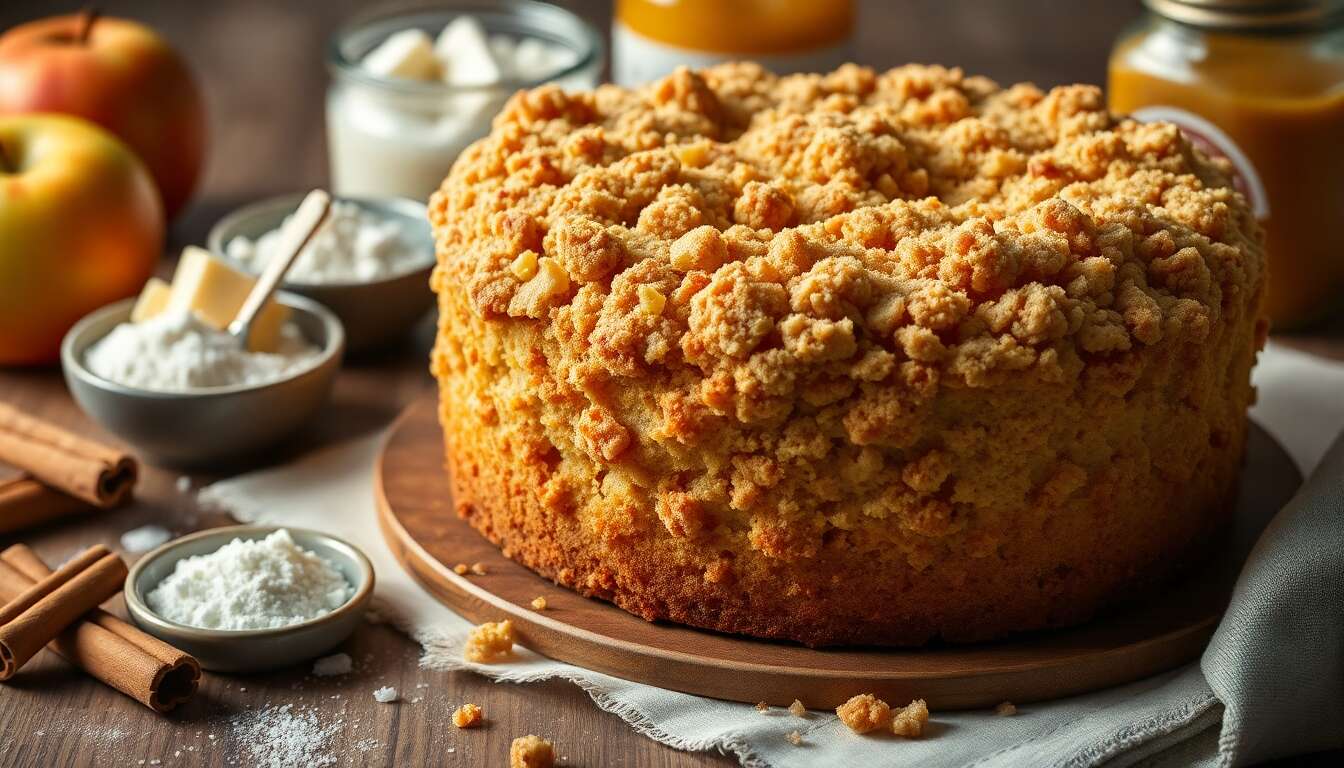Crumbcake aux pommes : recette savoureuse et facile