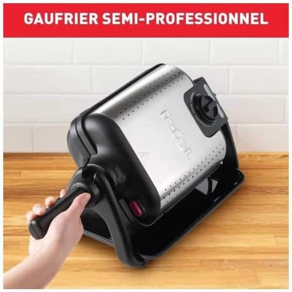 Tefal Gaufrier semi professionnel, 1200 W, Thermostat réglable, Voyant lumineux, Poignée rotative et rabattable, Résultat parfait, Nettoyage facile, King Size WM756D12