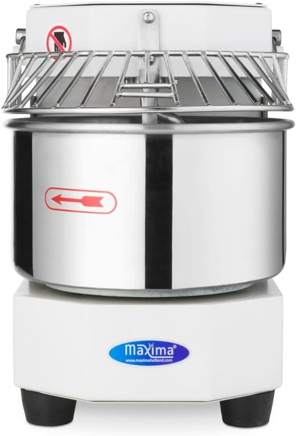 Pétrin à spirale 8 L - 4,5 Kg Pâte - Blanc - Pétrin à pâte - Professionnel - Pétrin à spirale avec Cage de sécurité - 8 litres - 4,5 kilos