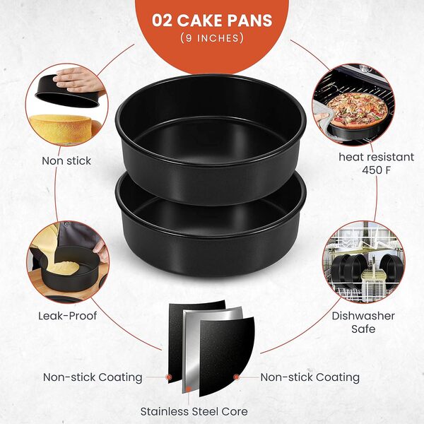 Lot de 2 moules à gâteau ronds de 22,9 cm avec 40 pièces rondes en papier sulfurisé, moules à pâtisserie antiadhésifs