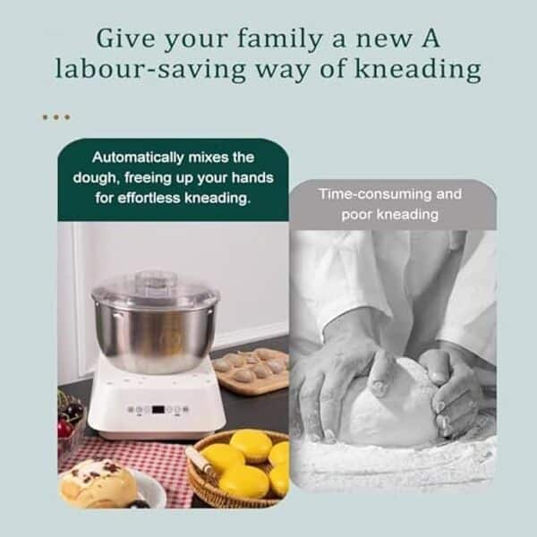 Machine à pâte électrique avec fonction de fermentation, mélangeur de farine de pâte en acier inoxydable de 5 L, machine à pétrir automatique de grande capacité, fermentation thermostatique, minuterie