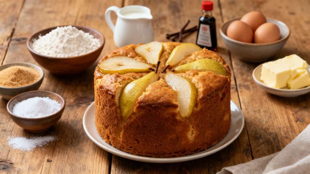 Cake aux poires debout et sucre muscovado : la recette gourmande