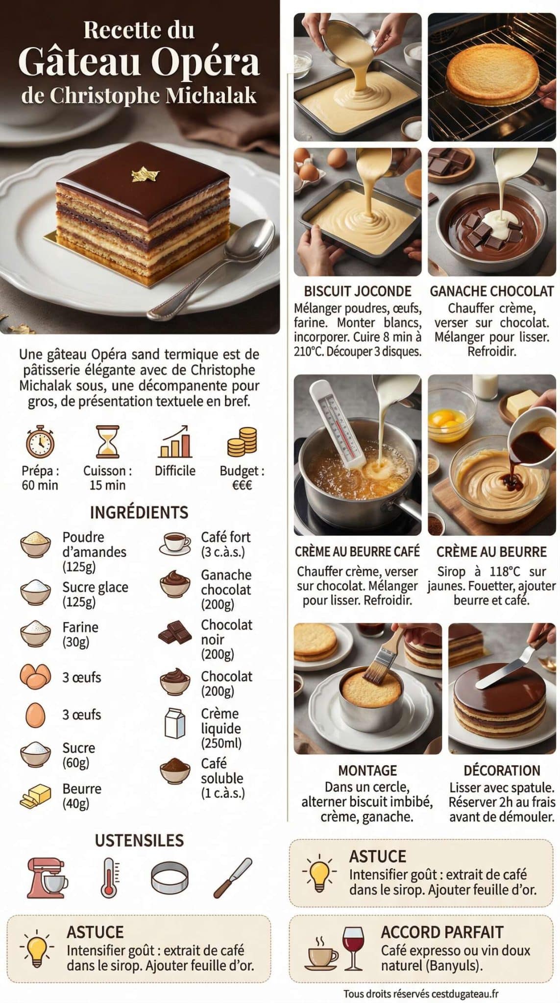 Fiche recette Recette du g&acirc;teau Op&eacute;ra de Christophe Michalak