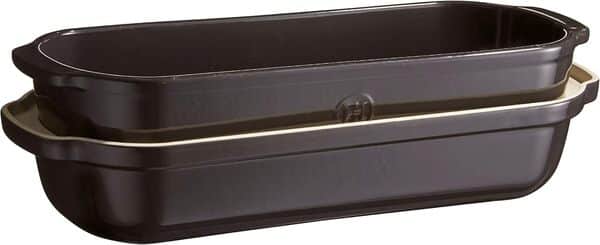 Emile Henry EH799503 Moule à Pain de Campagne, Céramique, Noir Fusain, 39, 5 x 16, 5 x 15 cm