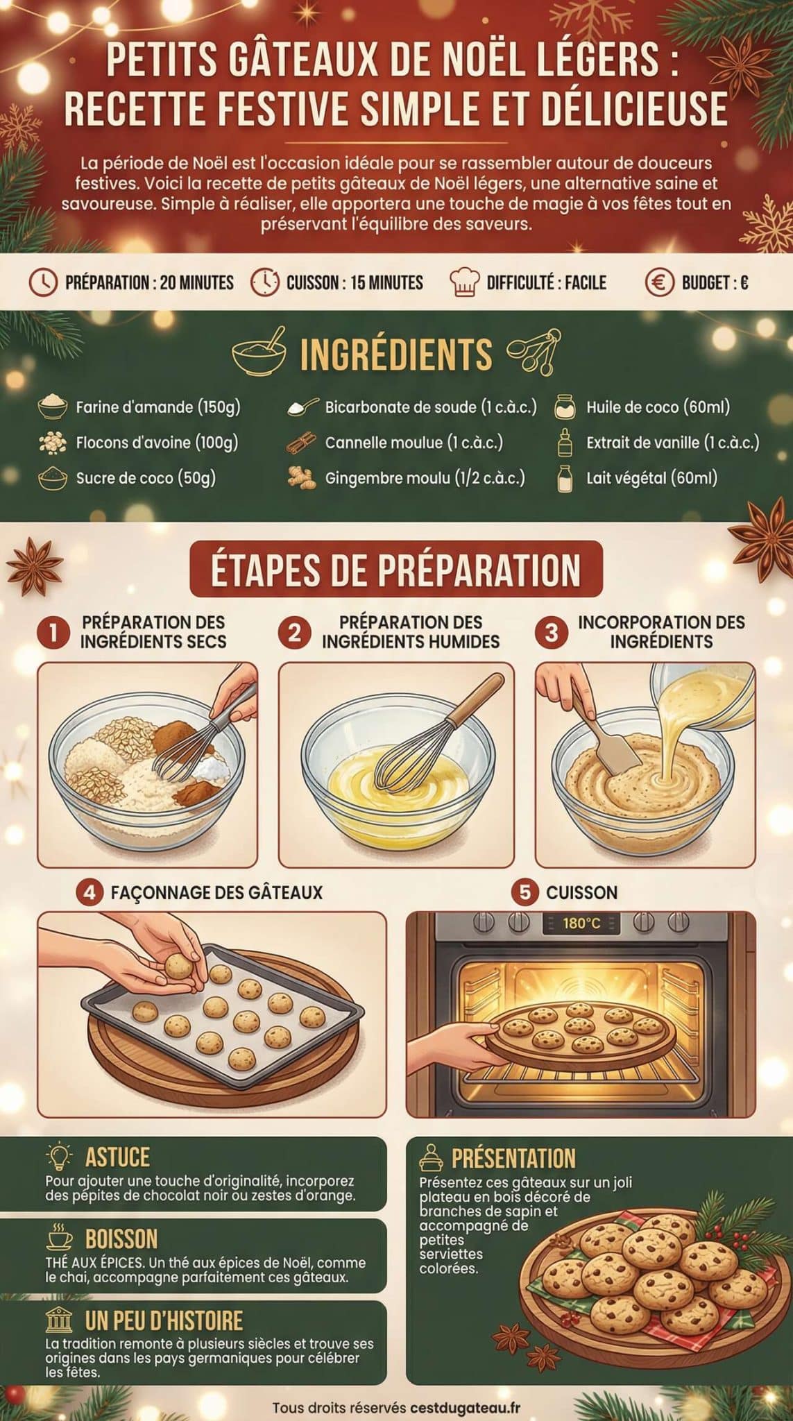 Fiche recette Petits gâteaux de Noël légers : recette festive simple et délicieuse Fiche recette Petits gâteaux de Noël légers : recette festive simple et délicieuse