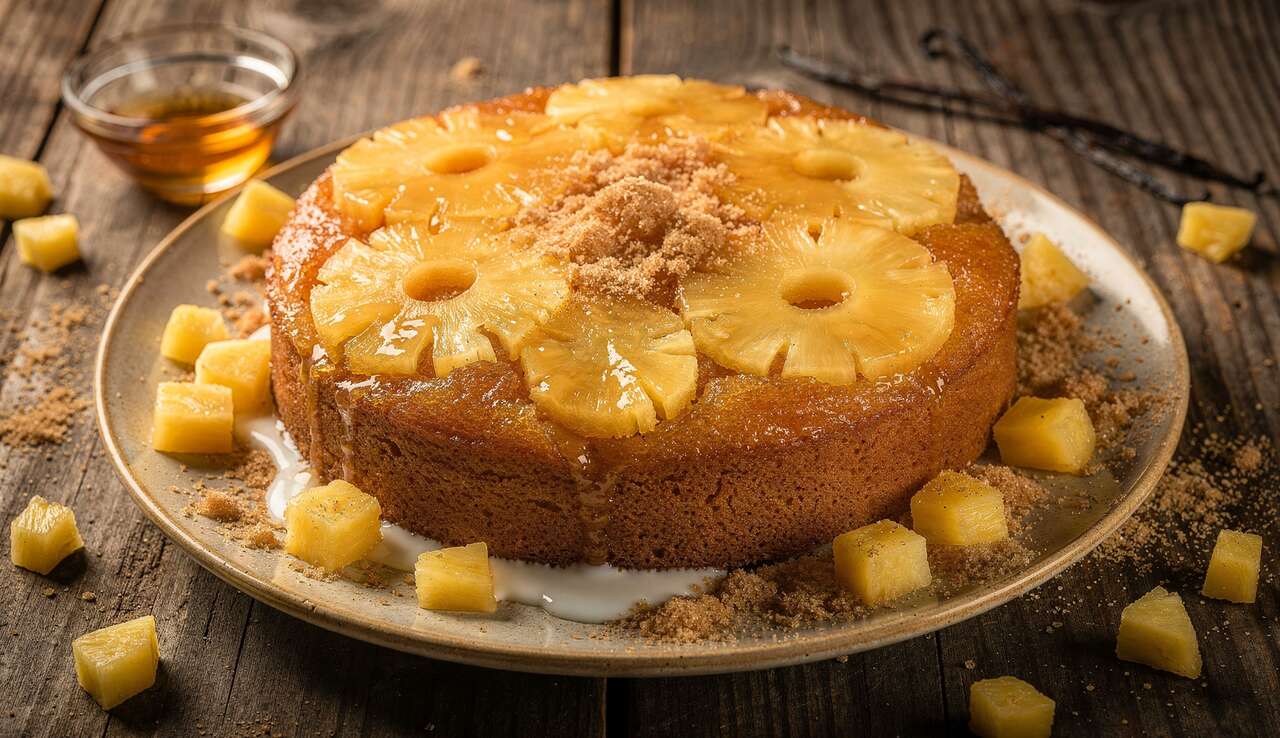 Gâteau renversé à l'ananas et lait de coco : recette facile