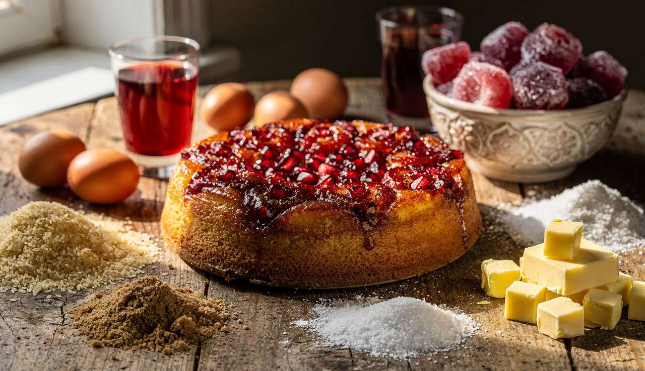 Gâteau renversé à la grenade : recette facile et savoureuse