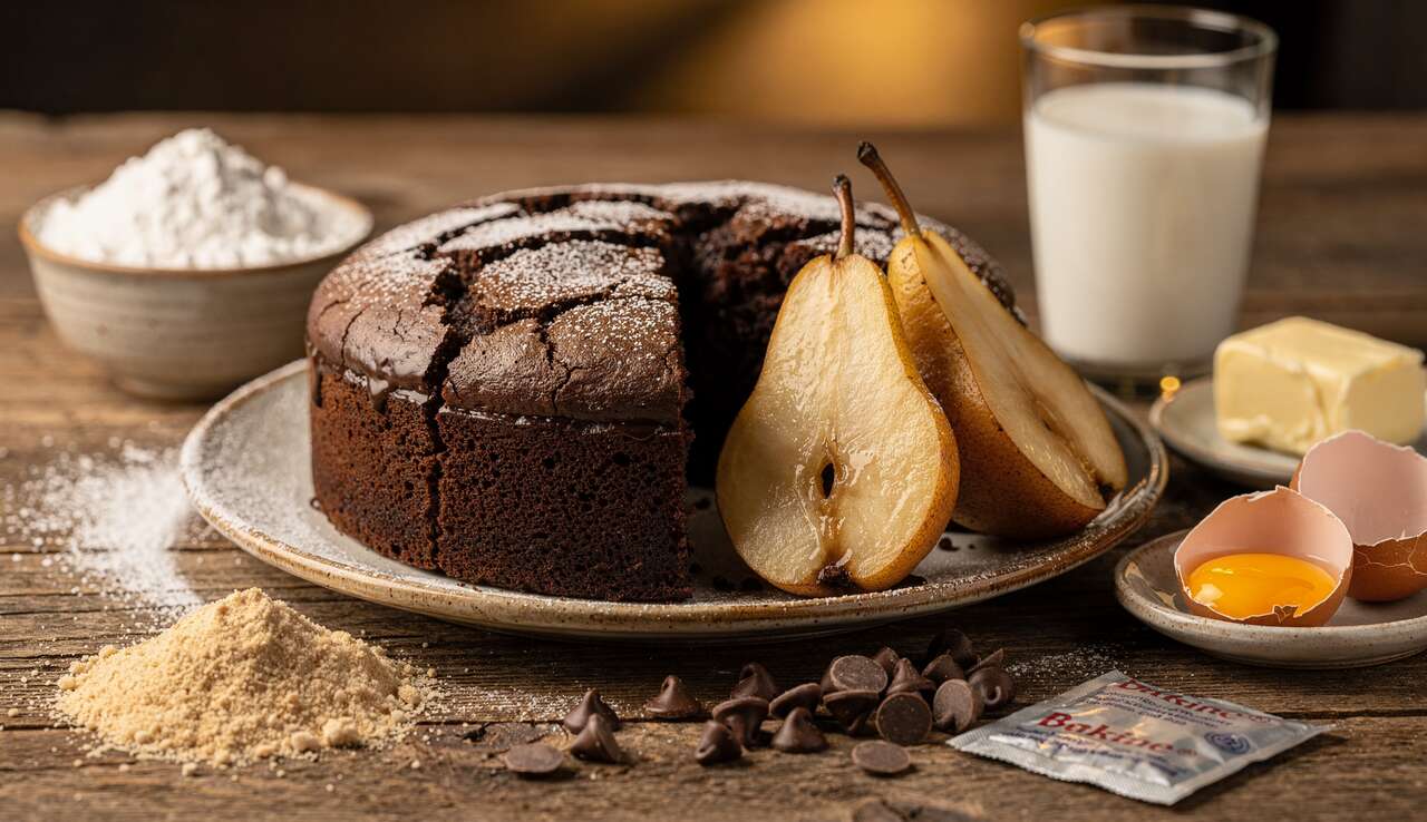 Gâteau moelleux poire chocolat à l'Airfryer : recette facile