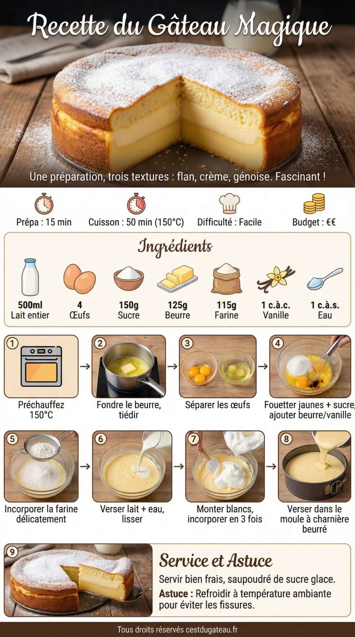 Fiche recette Recette du G&acirc;teau Magique