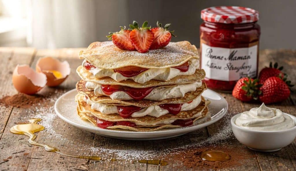 Gâteau de crêpes à la chantilly et confiture de fraise intense Bonne Maman