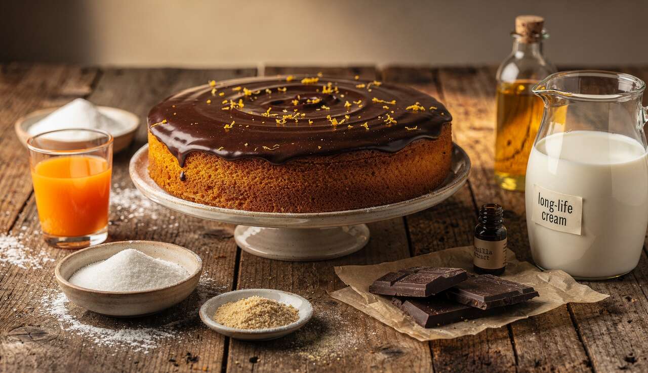 Gâteau à l'orange et nappage chocolat : recette express