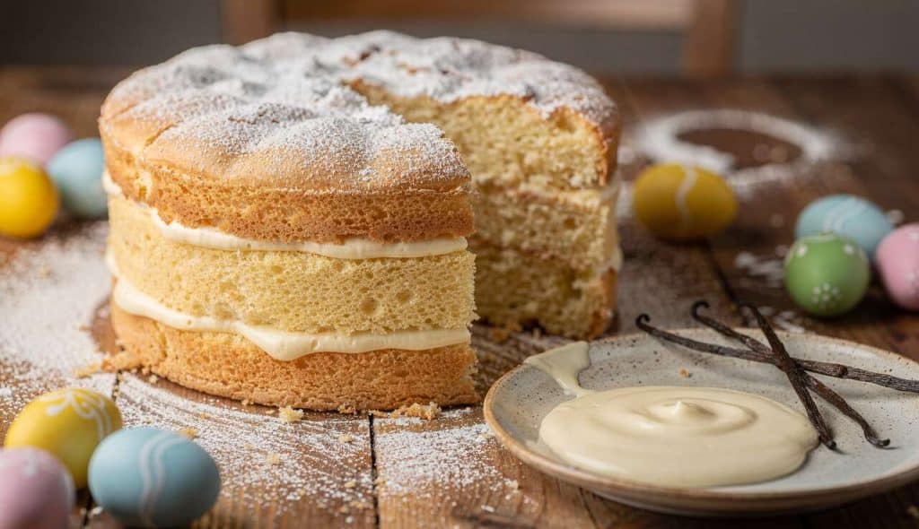 Gâteau de Pâques traditionnel : génoise et crème légère