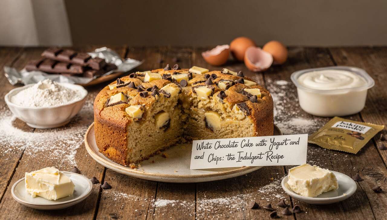 Gâteau au chocolat blanc, yaourt et pépites : la recette gourmande