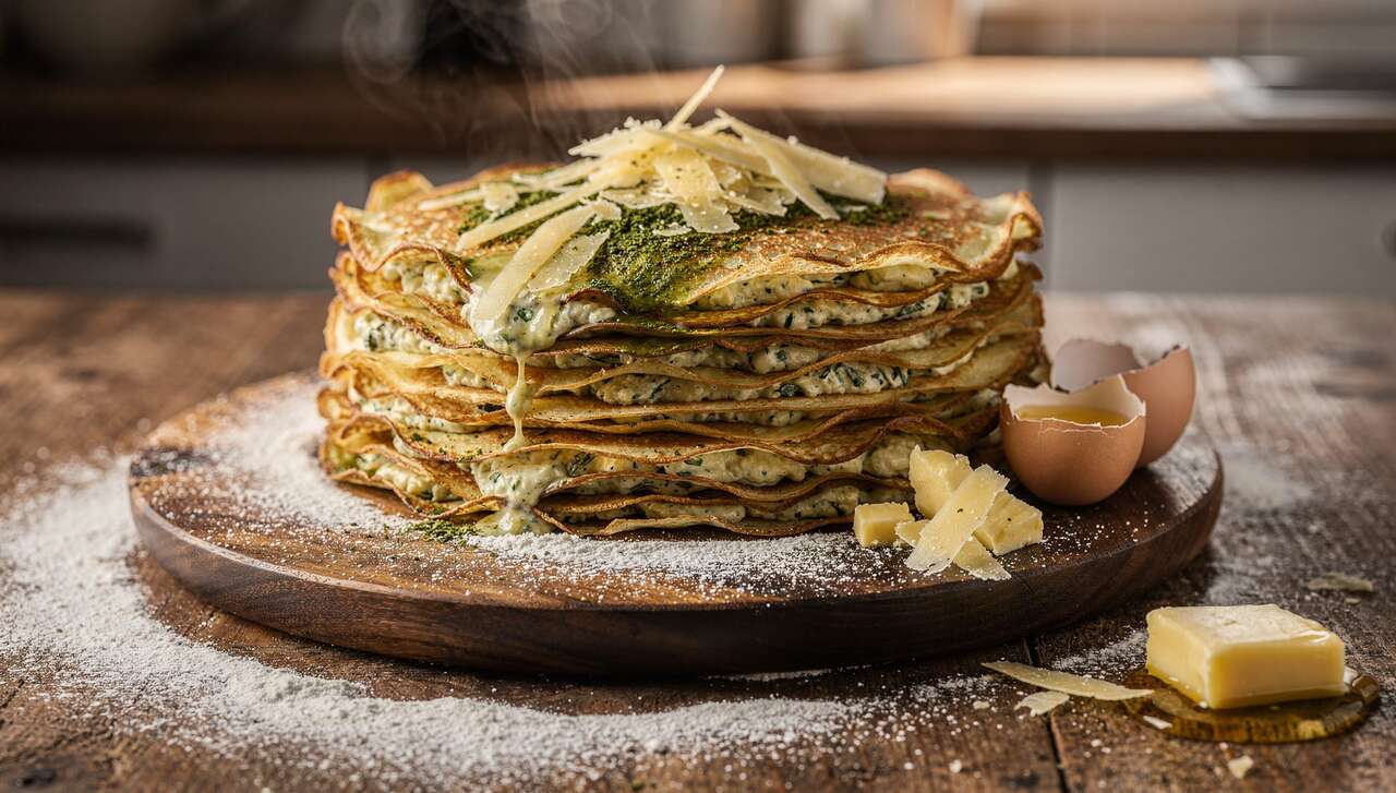 Gâteau de crêpes salées : recette facile et savoureuse