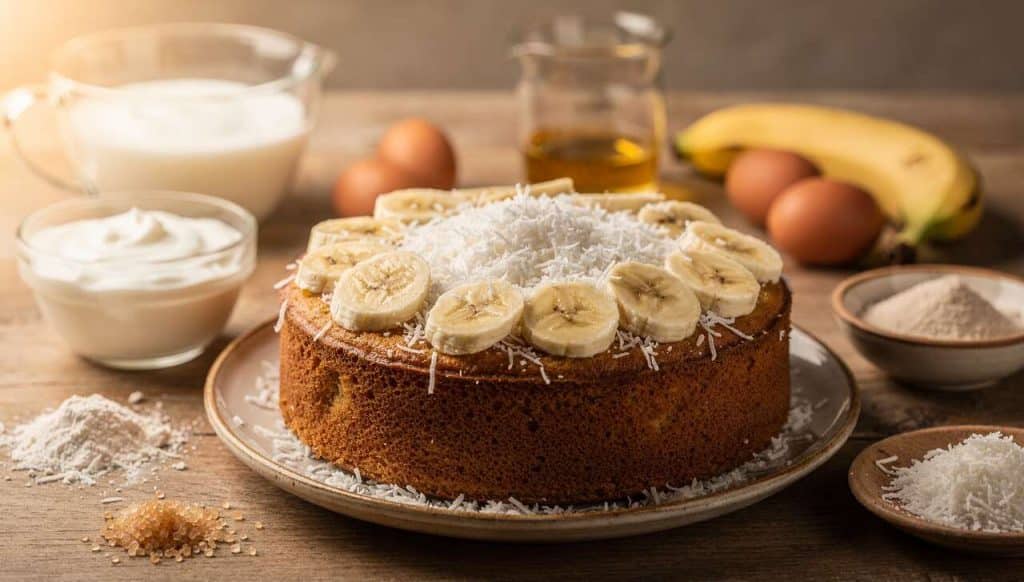 Gâteau au yaourt, banane et noix de coco râpée : recette facile et gourmande