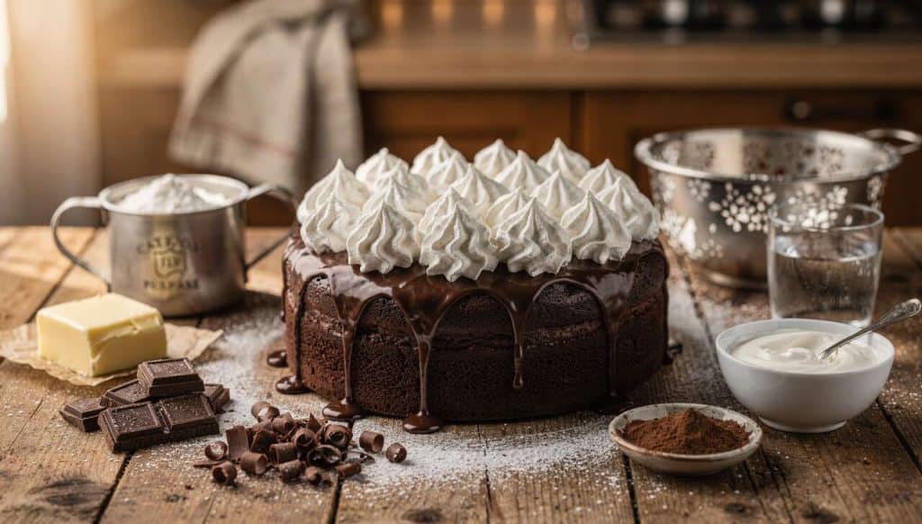 Gâteau qui pleure : recette fondante au chocolat et chantilly