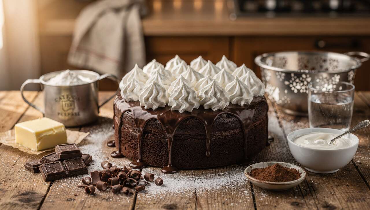 Gâteau qui pleure : recette fondante au chocolat et chantilly