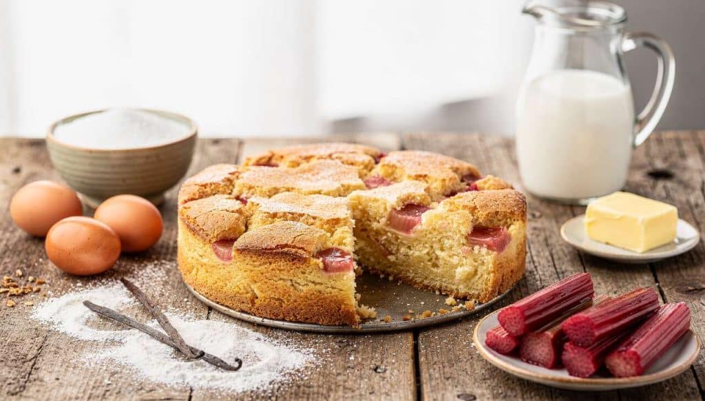 Gâteau magique à la rhubarbe : recette facile et délicieuse