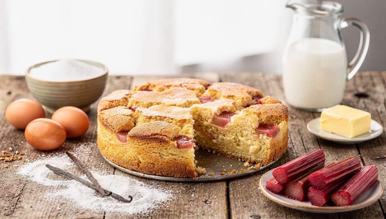 Gâteau magique à la rhubarbe : recette facile et délicieuse