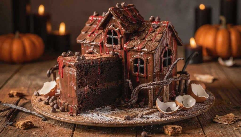 Gâteau maison hantée : recette halloween effrayante