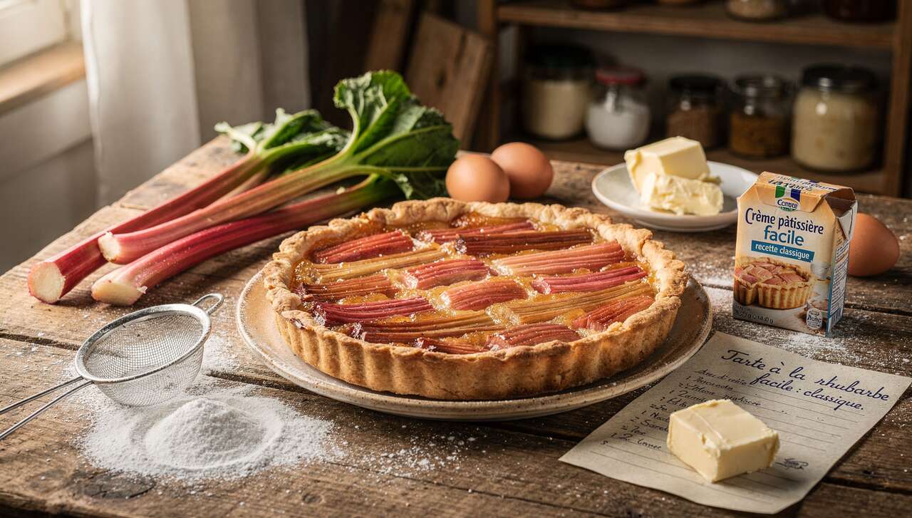 Tarte à la rhubarbe facile : recette classique