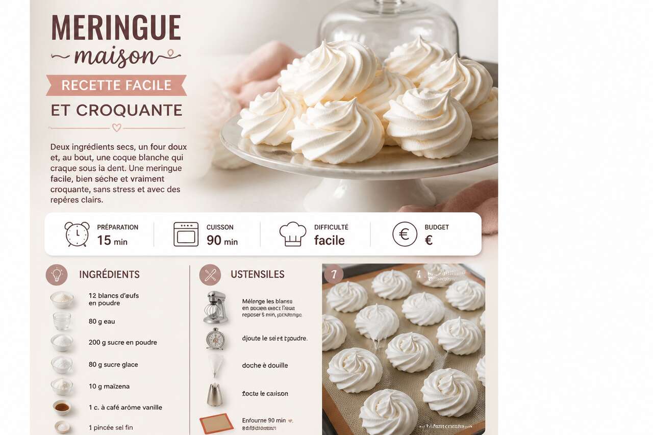 Fiche recette Meringue maison : recette facile et croquante