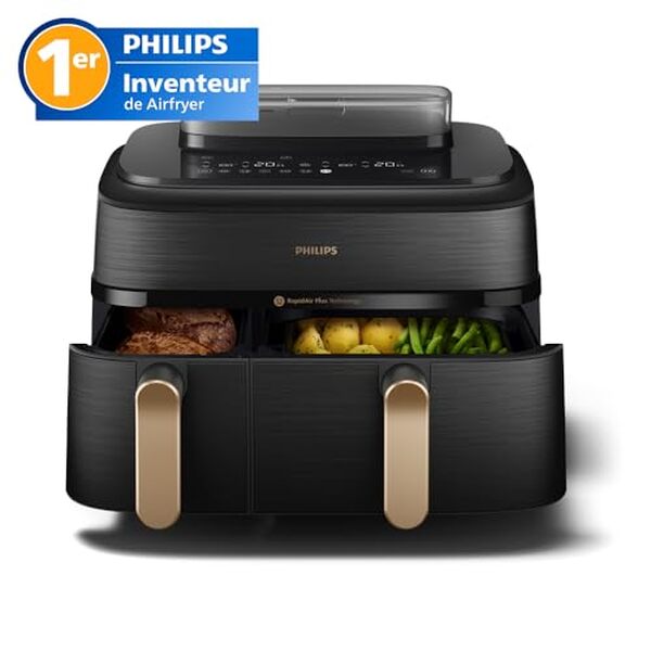 Découvrez notre test détaillé du Philips Airfryer Série 5000 double panier avec cuisson vapeur. Performances, avantages et résultats en cuisine. 
