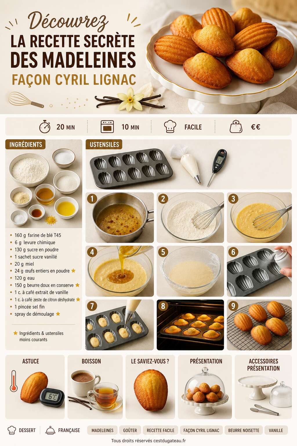 Fiche recette D&eacute;couvrez la recette secr&egrave;te des madeleines fa&ccedil;on Cyril Lignac