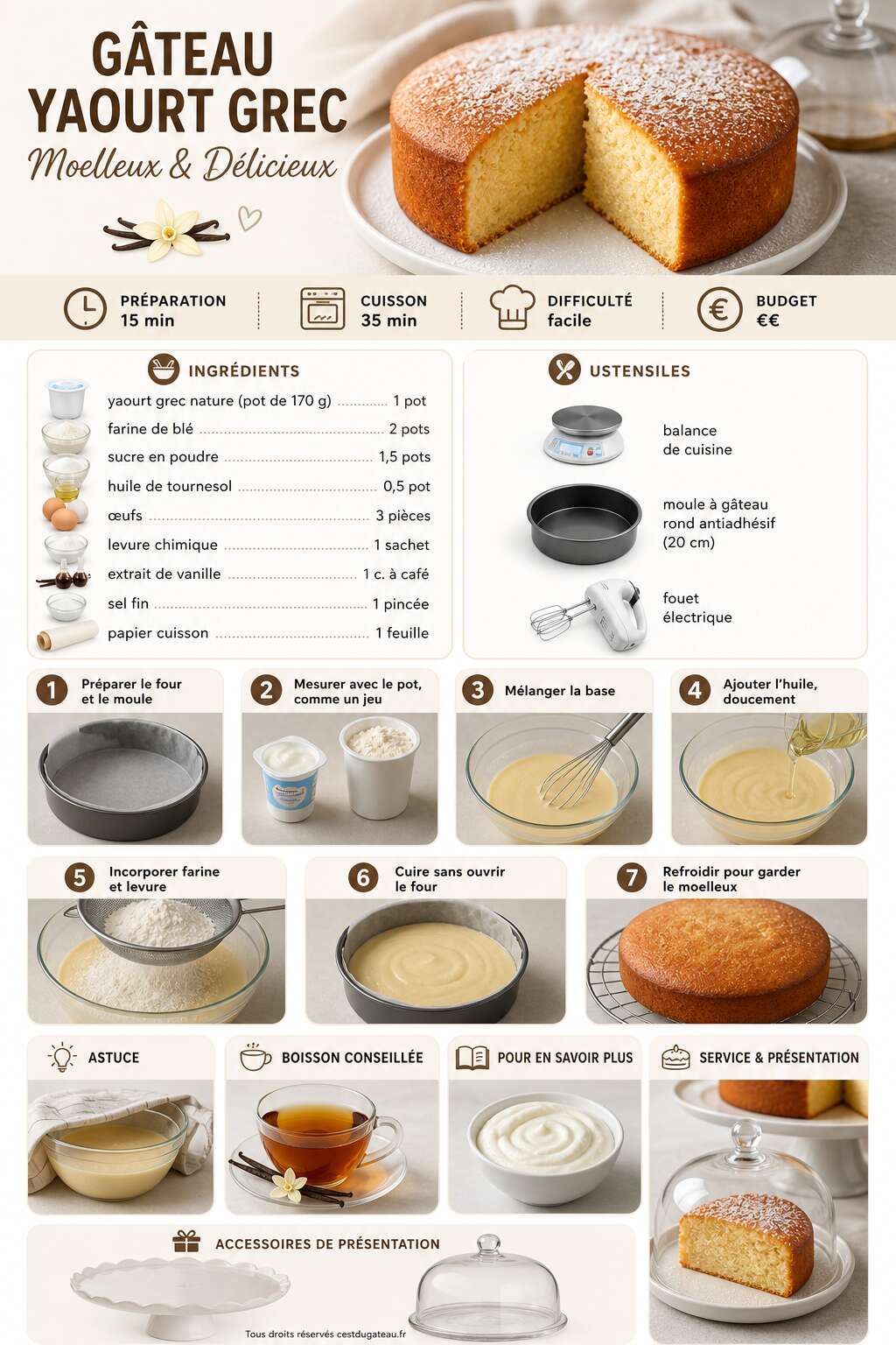 Fiche recette Comment r&eacute;ussir un g&acirc;teau yaourt grec moelleux et d&eacute;licieux ?
