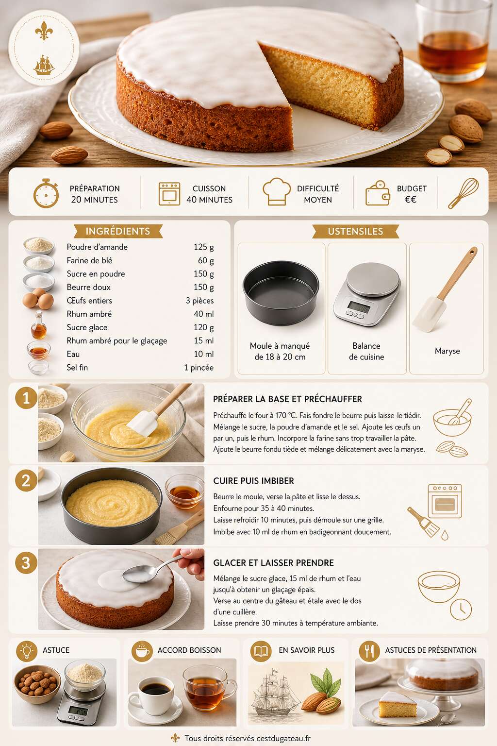 Fiche recette Recette gâteau nantais : savourez l'authenticité en trois étapes simples Fiche recette Recette gâteau nantais : savourez l'authenticité en trois étapes simples