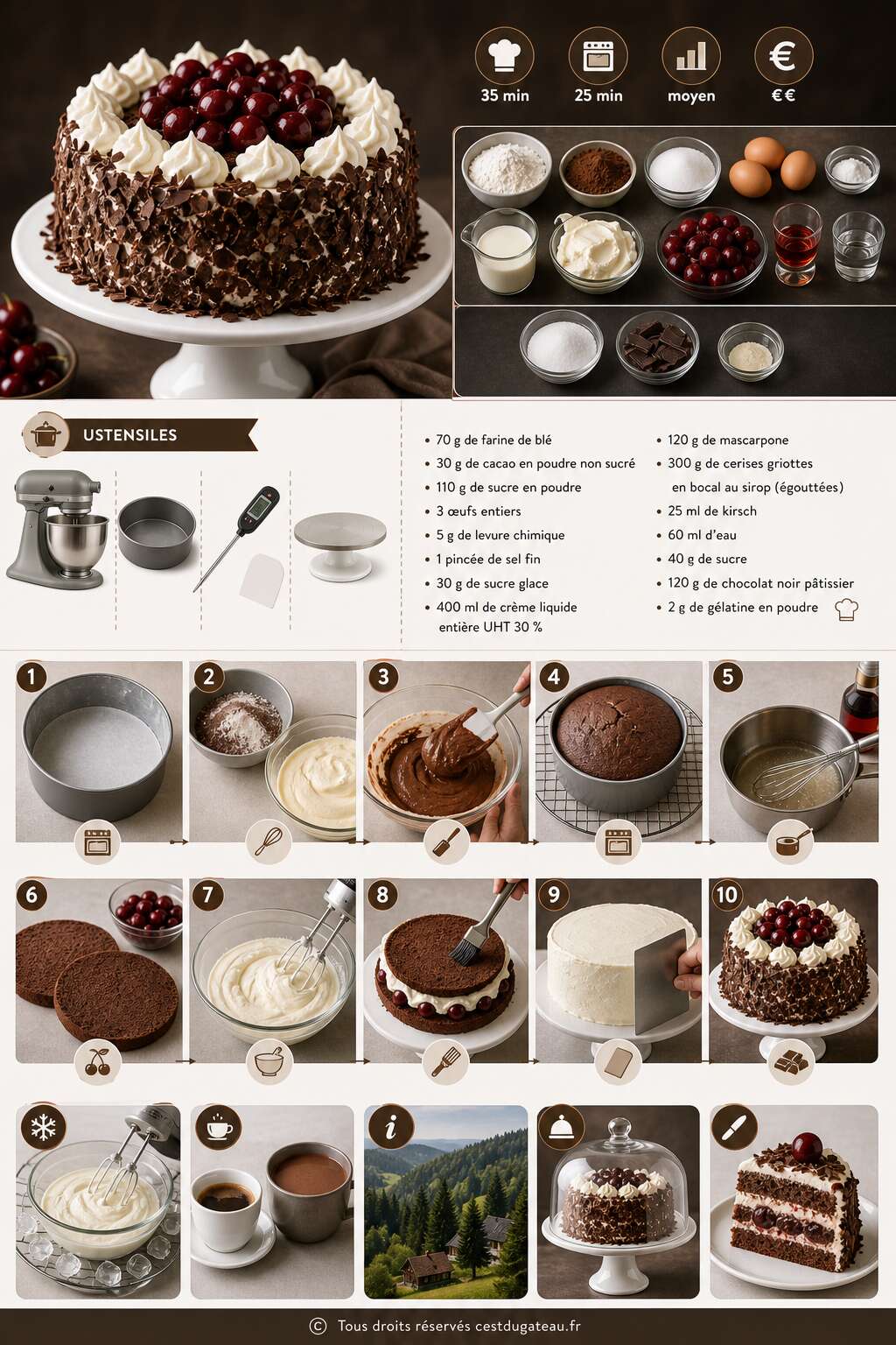 Fiche recette Recette authentique du g&acirc;teau for&ecirc;t-noire : secrets et astuces pour un dessert parfait
