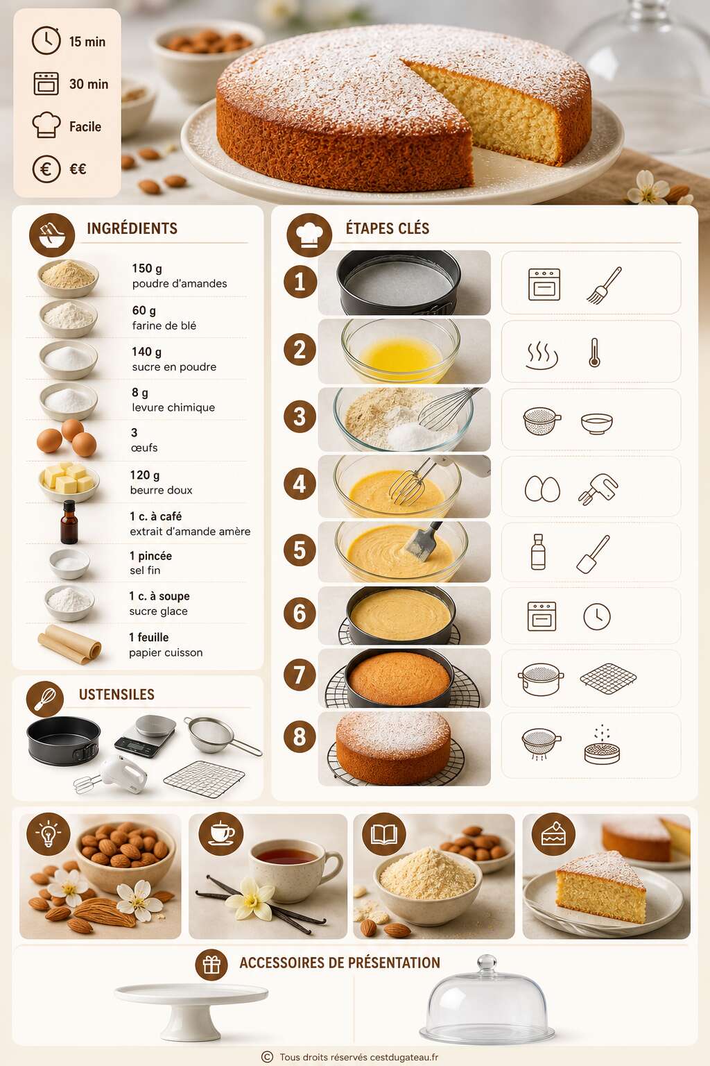 Fiche recette Comment r&eacute;ussir un g&acirc;teau aux amandes en poudre parfait ?
