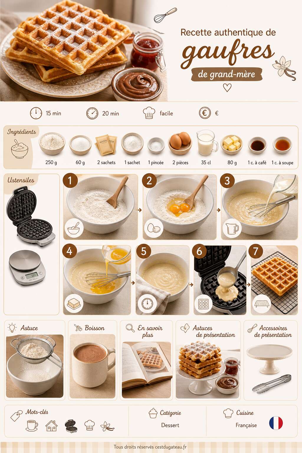 Fiche recette Recette authentique de gaufres de grand-m&egrave;re