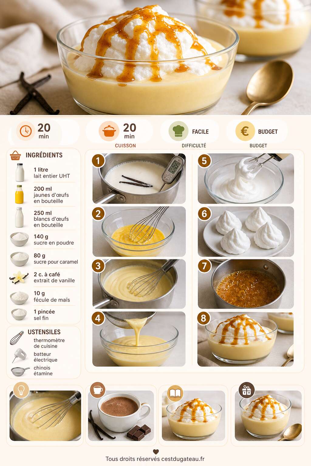 Fiche recette Recette facile d'île flottante maison Fiche recette Recette facile d'île flottante maison
