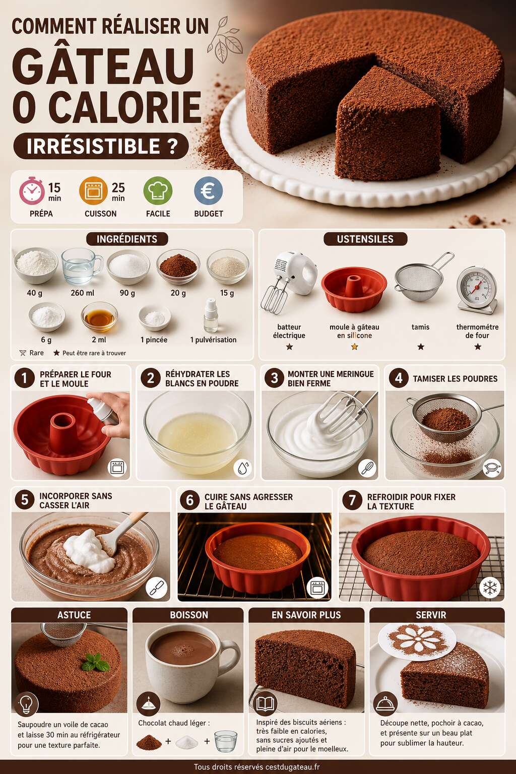 Fiche recette Comment réaliser un gâteau 0 calorie irrésistible ? Fiche recette Comment réaliser un gâteau 0 calorie irrésistible ?